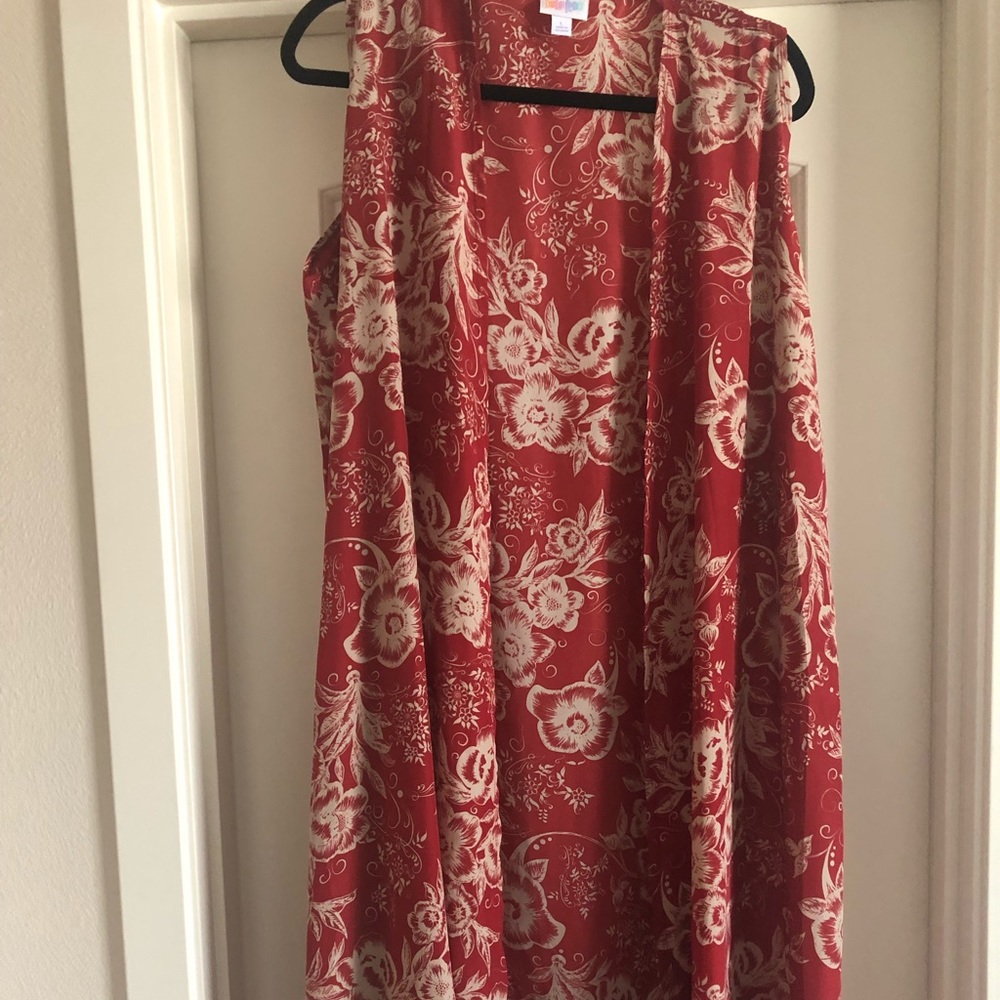 Long red and cream vest